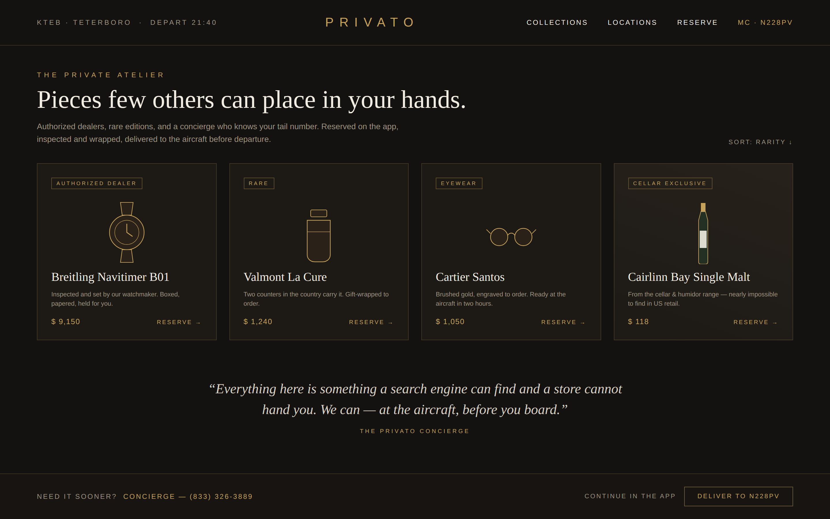 Website concept — the Private Atelier